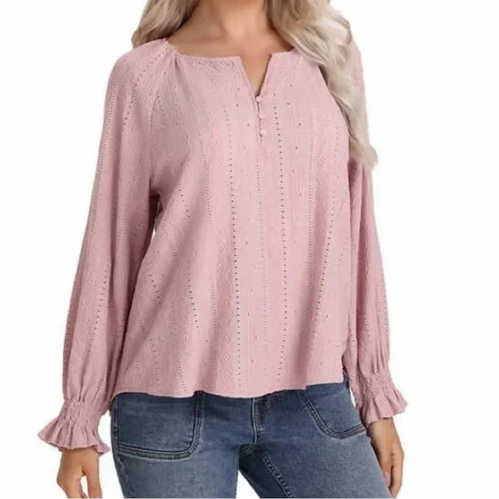 Frye Light Pink Eyelet Blouse